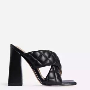 NEW With Box EGO Black Square Toe Mules